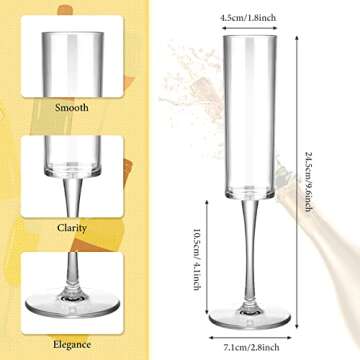 Lauwell Champagne Flutes Goblets Plastic Acrylic Wine Toasting Goblets Crystal Disposable Cocktail C...