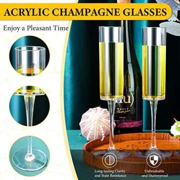 Lauwell Champagne Flutes Goblets Plastic Acrylic Wine Toasting Goblets Crystal Disposable Cocktail Cups Drinkware Reusable For Christmas Party Wedding Birthday Anniversary(Clear,8 Pieces)