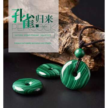 HASKARE Genuine Stone Pendant Gemstone Chakra Jewelry Healing Crystal Necklace Adjustable 0"-27" (Ma...