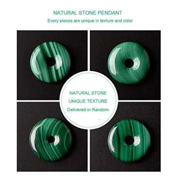 HASKARE Genuine Stone Pendant Gemstone Chakra Jewelry Healing Crystal Necklace Adjustable 0"-27" (Malachite Round)