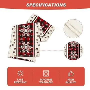 Artoid Mode Buffalo Plaid Snowflakes Christmas Table Runner, Seasonal Winter Kitchen Dining Table Decoration for Home Party Decor 13x72 Inch