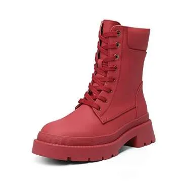 DREAM PAIRS Women's Platform Chelsea Combat Boots Lace Up Lug Sole Ankle Booties Shoes
