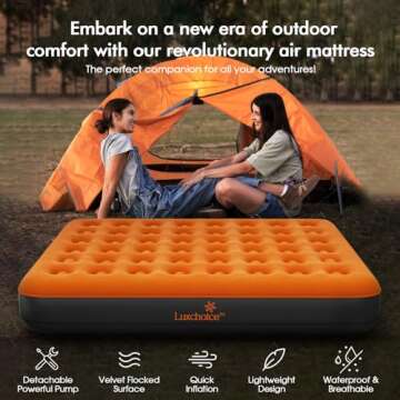 Luxchoice Air Mattress with Built-in USB Rechargeable Pump Camping Inflatable Mattress Portable Blow...