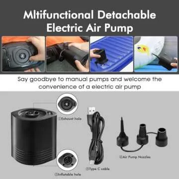 Luxchoice Air Mattress with Built-in USB Rechargeable Pump Camping Inflatable Mattress Portable Blow up Mattress Air Bed Guest Bed for Home Outdoors Hiking Travel