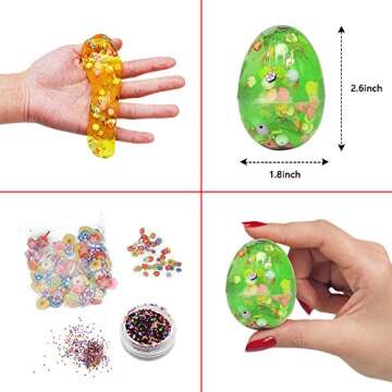 Joyin 12 Pcs Prefilled Easter Eggs with Slime, Iridescent Putty Slime with Assorted Accessories, Stress Relief Sludge Toys for Kids Easter Eggs Hunt, Basket Stuffers Filler, Easter Theme Party Favor