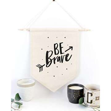 The Cotton & Canvas Co. Be Brave Hanging Wall Canvas Banner for Baby Girl, Baby Boy, Nursery, Teen and Kids Room