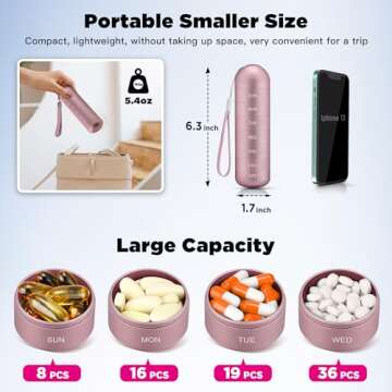 Zannaki Metal Moisture Proof Weekly Pill Organizer, Stackable Aluminum Alloy BPA Free Travel Hiking ...