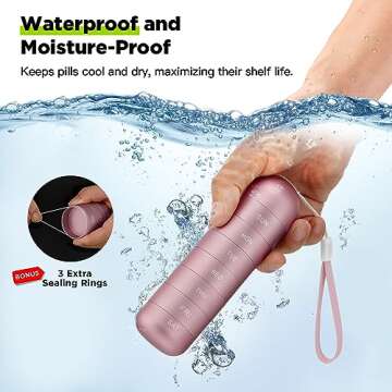 Zannaki Metal Moisture Proof Weekly Pill Organizer, Stackable Aluminum Alloy BPA Free Travel Hiking 7 Day Pill Box Case Waterproof and Large Compartment to Hold Pills, Vitamins, Fish Oil, Supplements