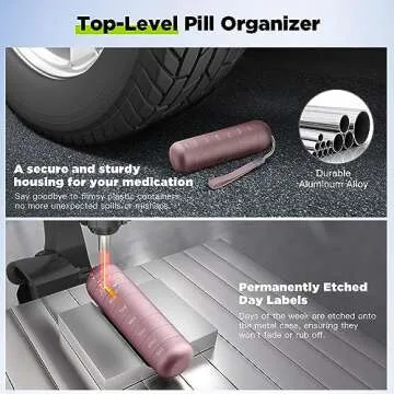 Zannaki Metal Moisture Proof Weekly Pill Organizer, Stackable Aluminum Alloy BPA Free Travel Hiking 7 Day Pill Box Case Waterproof and Large Compartment to Hold Pills, Vitamins, Fish Oil, Supplements