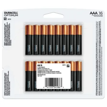 DURACELL Optimum AAA Batteries with 4X Power Boost Ingredients, 16 Count (Pack of 1), Triple A Battery with Long-Lasting Power, Alkaline AAA Battery for Household and Office Devices
