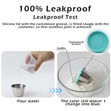 6 Pack 2.5OZ Salad Dressing Containers To Go, Advanced Stainless Steel Condiment Containers with Silicone Lids Easy to Open, Leakproof colorful Compact Salad Sauce Cups Easy to Carry Everyday