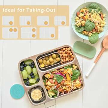 6 Pack 2.5OZ Salad Dressing Containers To Go, Advanced Stainless Steel Condiment Containers with Silicone Lids Easy to Open, Leakproof colorful Compact Salad Sauce Cups Easy to Carry Everyday