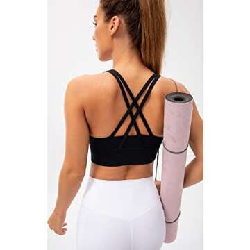 Lavento Strappy Sports Bras for Women Longline Padded Medium Support Yoga Training Bra Top