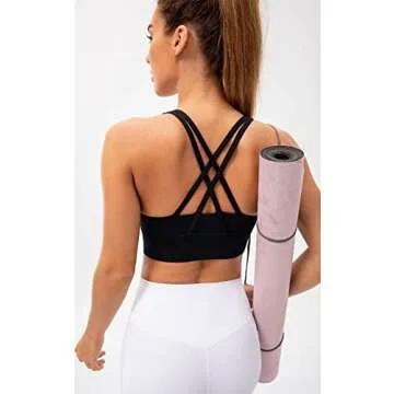 Lavento Strappy Sports Bras for Women Longline Padded Medium Support Yoga Training Bra Top