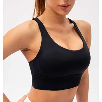 Lavento Strappy Sports Bras for Women Longline Padded Medium Support Yoga Training Bra Top