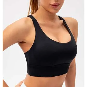 Lavento Strappy Sports Bras for Women Longline Padded Medium Support Yoga Training Bra Top