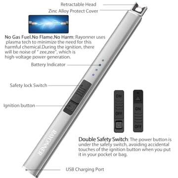 RAYONNER Lighter Electric Lighter Candle Lighter USB Lighter Rechargeable Flameless Plasma Windproof...