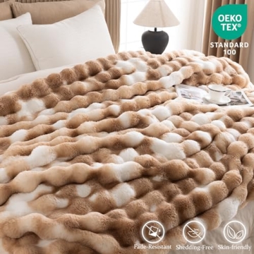 IKALIFE Cozy Faux Fur Throw Blanket for Ultimate Comfort