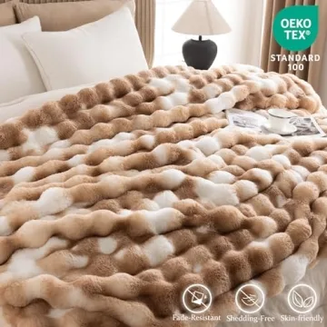 IKALIFE Cozy Faux Fur Throw Blanket for Ultimate Comfort