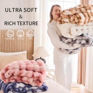 IKALIFE Cozy Faux Fur Throw Blanket for Ultimate Comfort