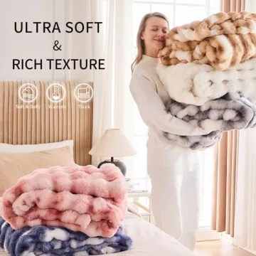 IKALIFE Cozy Faux Fur Throw Blanket for Ultimate Comfort
