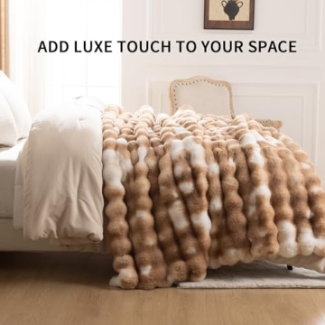 IKALIFE Cozy Faux Fur Throw Blanket for Ultimate Comfort