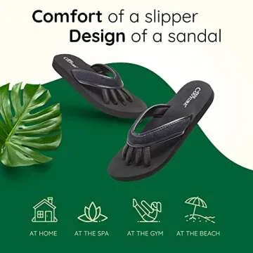 Pedicure Sandals with Built In Toe Separators for Women - Comfortable Spa Style Flip Flops for Home, Salon, Yoga & Gym Use - Ideal for Nail Drying & Foot Wellness (Black-L)
