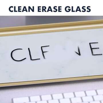 Quartet Glass Dry Erase White Board, Desktop Computer Pad for Notetaking, 18" x 6" Whiteboard, Clean Erase Surface with Storage, 1 Dry Erase Marker, Marble Surface (GDP186M)