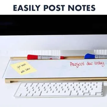 Quartet Glass Dry Erase White Board, Desktop Computer Pad for Notetaking, 18" x 6" Whiteboard, Clean Erase Surface with Storage, 1 Dry Erase Marker, Marble Surface (GDP186M)