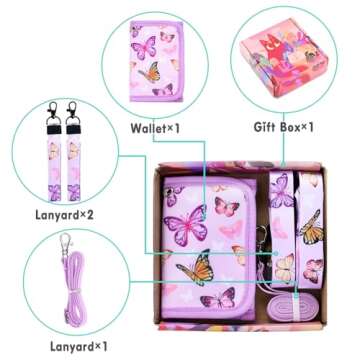 Vipdeal Butterfly Kids Wallet for Girls, Wallet for Little Young Girls 4-6 4-8 5-7 6-8 8-10 Ages Cut...