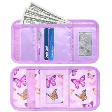 Vipdeal Butterfly Kids Wallet for Girls, Wallet for Little Young Girls 4-6 4-8 5-7 6-8 8-10 Ages Cute Small Toddler Wallet with Lanyard Christmas Gift, Purple