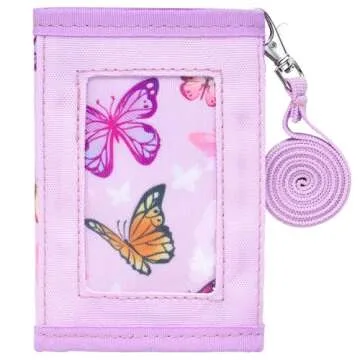 Vipdeal Butterfly Kids Wallet for Girls, Wallet for Little Young Girls 4-6 4-8 5-7 6-8 8-10 Ages Cute Small Toddler Wallet with Lanyard Christmas Gift, Purple