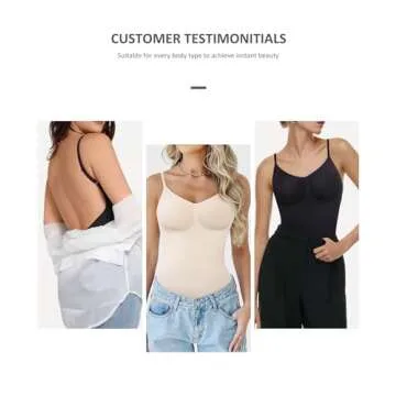 FeelinGirl Tummy Control Shapewear for Women Open Low Back Compression Invisible Body Shaper Bodysuit Black M/L