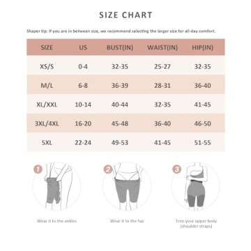 FeelinGirl Tummy Control Shapewear for Women Open Low Back Compression Invisible Body Shaper Bodysuit Black M/L