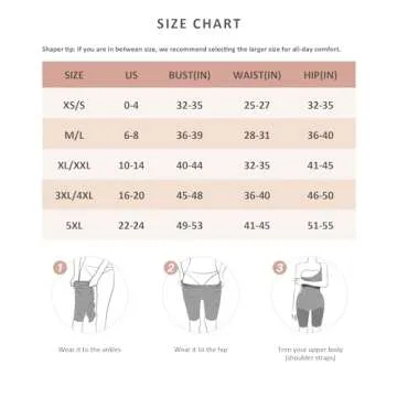 FeelinGirl Tummy Control Shapewear for Women Open Low Back Compression Invisible Body Shaper Bodysuit Black M/L