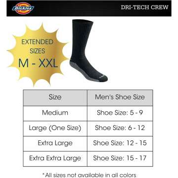 Dickies Dri-Tech Crew Socks - Moisture Control & Comfort