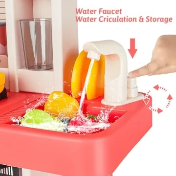 deAO Kids Kitchen Playset 50PCS with Lights & Sounds