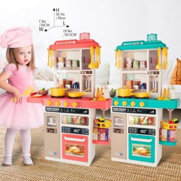 deAO Kids Kitchen Playset 50PCS with Lights & Sounds