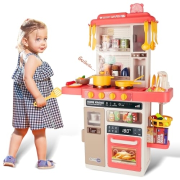 deAO Kids Kitchen Playset 50PCS with Lights & Sounds