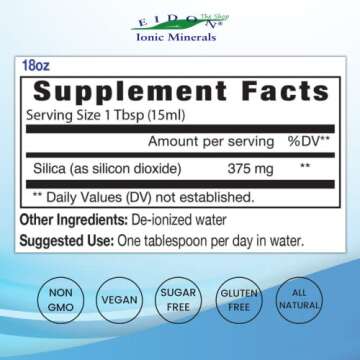 Eidon Ionic Minerals Liquid Silica Concentrate - Vegan Silica Supplement for Hair, Skin & Nails Heal...