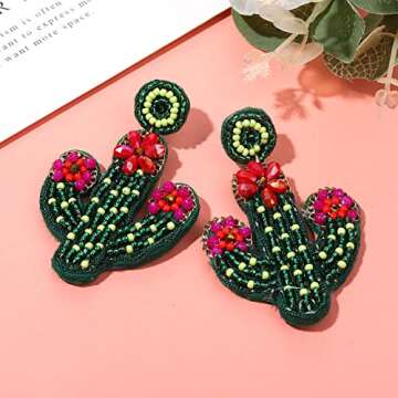 Cinco De Mayo Beaded Earrings for Women - Colorful Mexican Fiesta