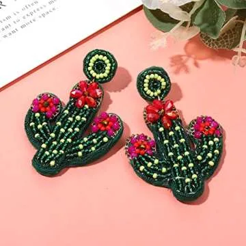Cinco De Mayo Beaded Earrings for Women - Colorful Mexican Fiesta