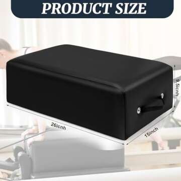 Beeveer Pilates Sitting Box 26 x 15 x 9.5 Inch Pilates Equipment Accessories for Reformer Body Stamina Stretching Balance Exercise Workout(Black)