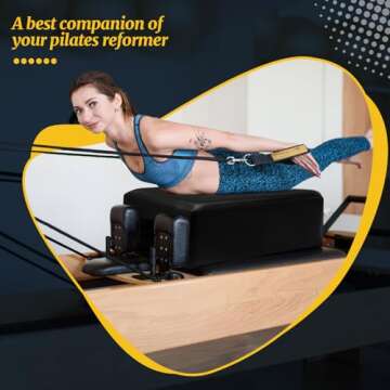 Beeveer Pilates Sitting Box 26 x 15 x 9.5 Inch Pilates Equipment Accessories for Reformer Body Stamina Stretching Balance Exercise Workout(Black)