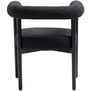 Meridian Furniture 560Black-C Hyatt Collection Mid-Century Modern Dining Chair with Solid Wood Black Finish, Rich Black Boucle Fabric, 26.5" W x 22" D x 28" H, Black
