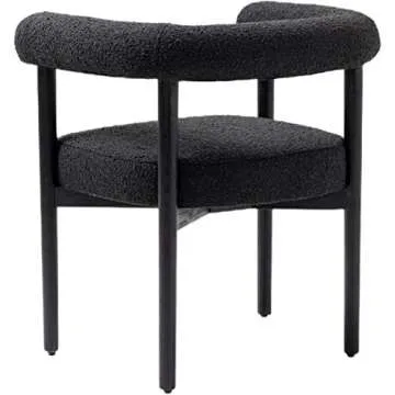 Meridian Furniture 560Black-C Hyatt Collection Mid-Century Modern Dining Chair with Solid Wood Black Finish, Rich Black Boucle Fabric, 26.5" W x 22" D x 28" H, Black