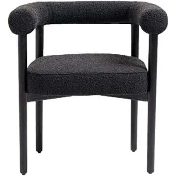 Meridian Furniture 560Black-C Hyatt Collection Mid-Century Modern Dining Chair with Solid Wood Black Finish, Rich Black Boucle Fabric, 26.5" W x 22" D x 28" H, Black
