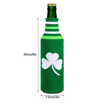 6 Packs St. Patrick s Day-Themed Bottle Sleeves Green Shamrock Beer Bottle Covers Glass Beer Bottle Decor for Holiday Party Table Decorations