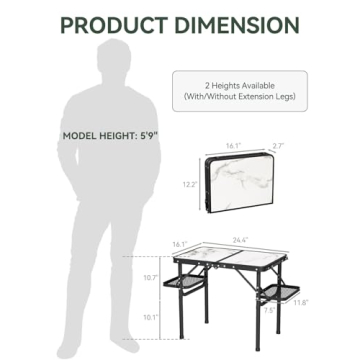 Titanker Folding Camping Table with Extra Storage Space
