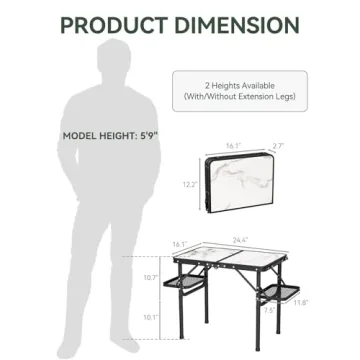 Titanker Folding Camping Table with Extra Storage Space